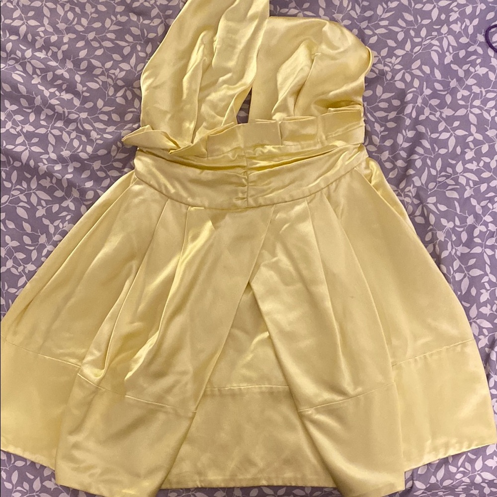 Roberto Cavalli Yellow Pleated One Shoulder Sundress
